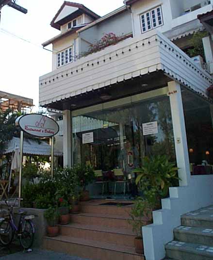 Outside the restaurant